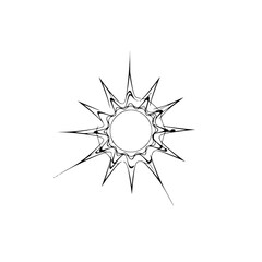 Abstract Sunburst Emblem in Monochromatic Vector Style, Minimalist Design