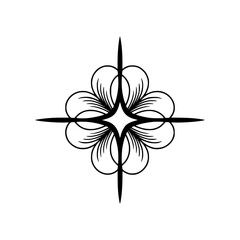 Elegant Geometric Floral Ornament in Black on Cream
