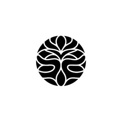 Black & White Botanical Mandala Logo - Elegant, Minimalist Design