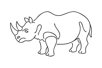 Line drawing, rhinoceros, wildlife, animal, mammal, horn, herbivore, Africa, endangered, sketch