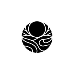 Minimalist Sun and Wave Logo Design in Black and White