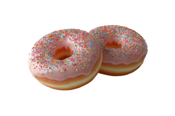 Pink Frosted Donuts with Sprinkles with white background