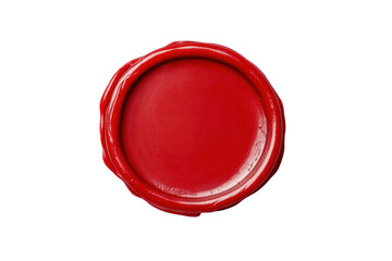 Red wax seal stamp isolated on black background, cut out