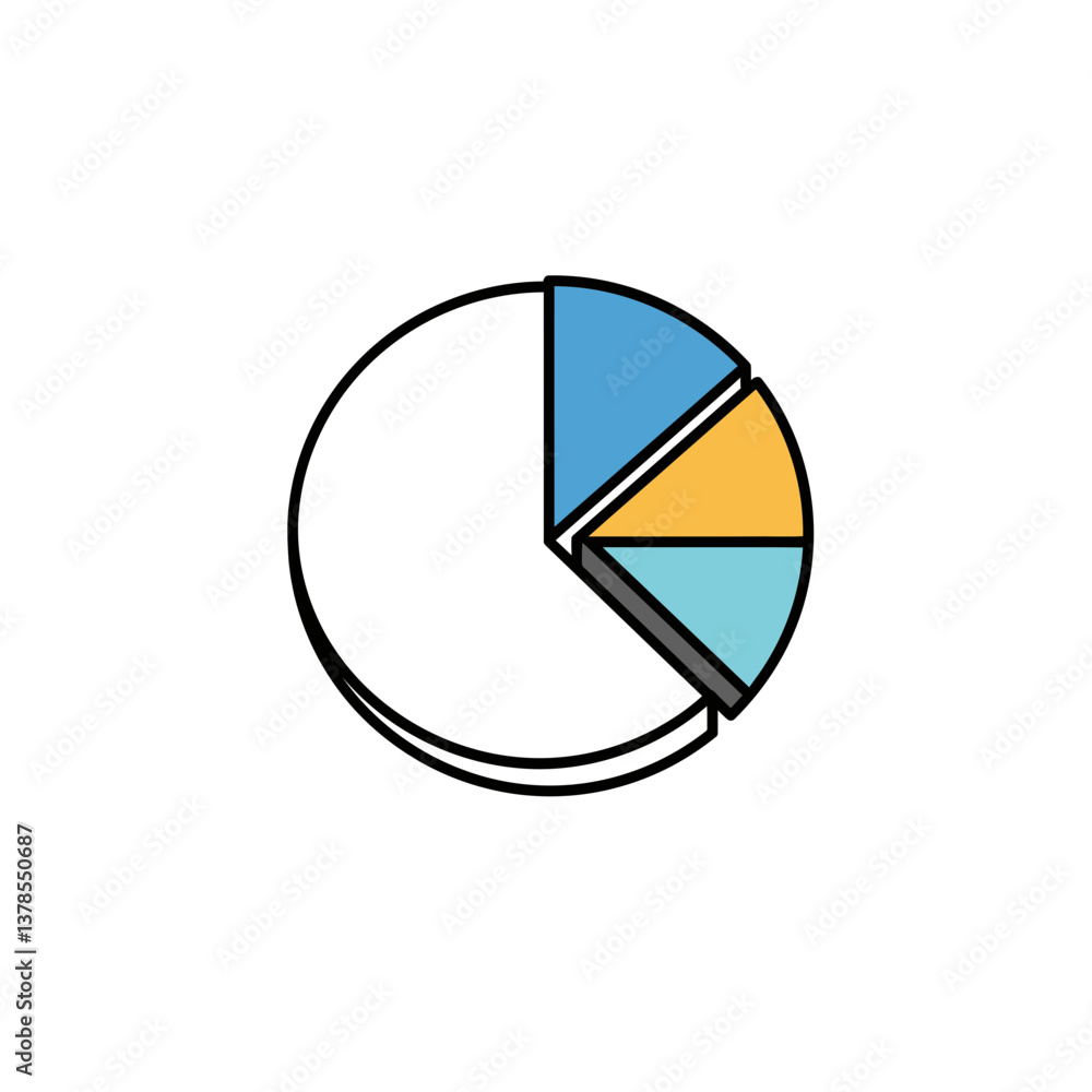 Aufkleber pie chart with segments for market segmentation on a white background
