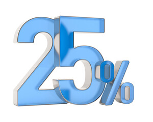 twenty five percent on white background. Isolated 3D illustration