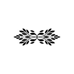 Minimalist Black Leafy Flourish Design on White Background