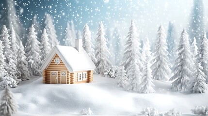 Cozy Cabin with Snowy Forest, and Winter.