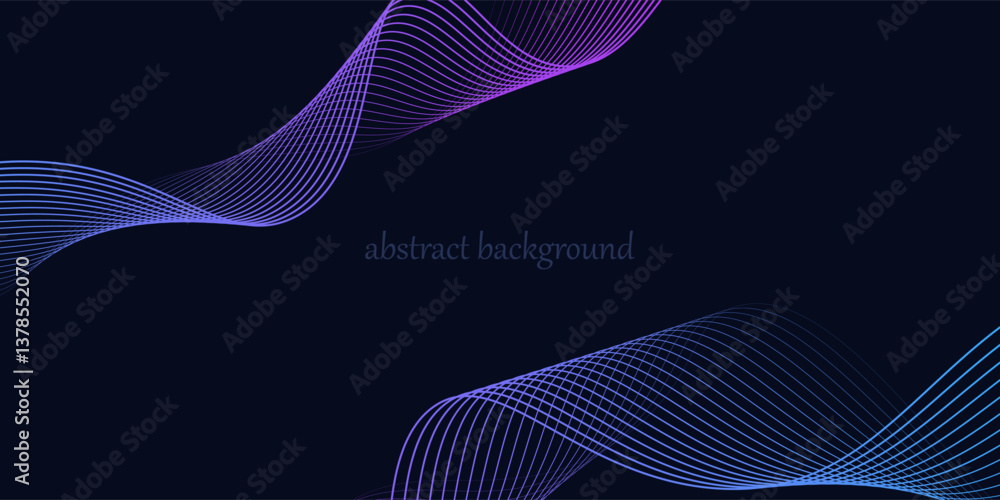 Aufkleber abstract glowing wave lines on dark blue background. dynamic wave pattern. modern flowing wavy lines