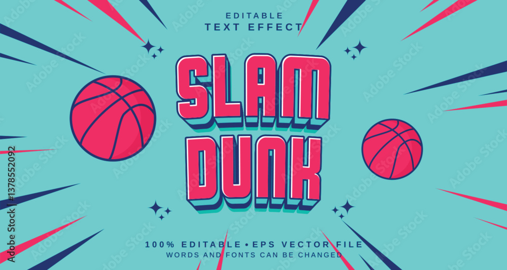 Poster editable text style effect - slam dunk text style theme.