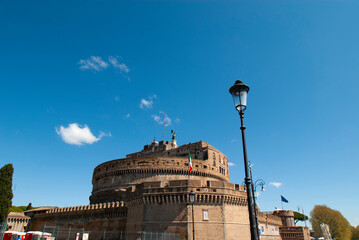 View of Castel Santangelo fortress and bridge in Rome, Italy