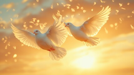 Fototapeta premium Dramatic sky funeral background featuring a graceful white dove with ample space for text insertion