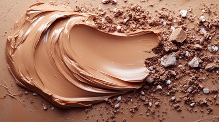 Dynamic vibrant brush stroke illustration with mocha mousse color background