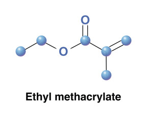 Ethyl Methacrylate Molecule Formula. Science Vector Illustration.