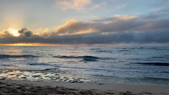 Sunset at Laniakea Turtle Beach, Oahu, Hawaii