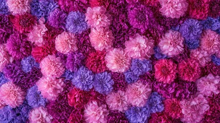 bright pink and purple dahlia floral background with an abundance of vibrant flowers. A spring-inspired backdrop showcasing the beauty and freshness of blooming dahlias.