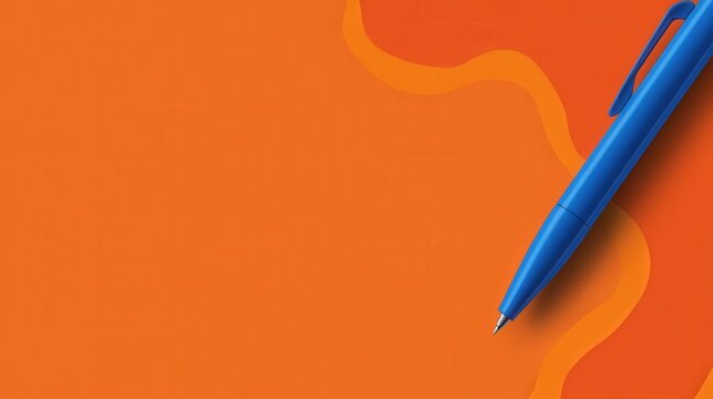 banner design with a blue pen on an orange background. The space for text adds flexibility, making it perfect for office supplies or simple promotional materials.