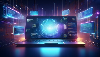 laptop with world map on screen