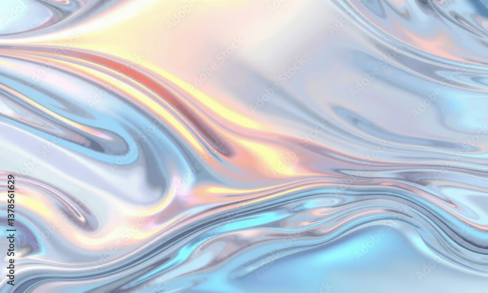 Aufkleber mesmerizing holographic wave background featuring smooth, flowing patterns in pastel colors. iridesc