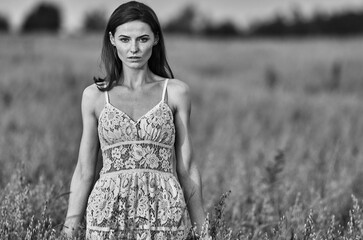 young woman in the field