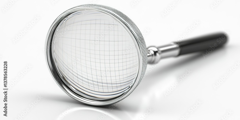 Poster magnifying glass resting on a smooth surface showcasing its reflective charm and intricate design