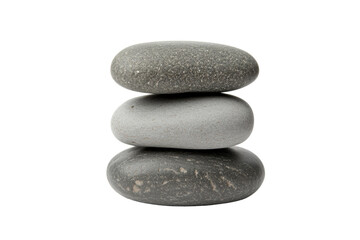 Fototapeta premium Stack of three smooth gray stones on white background, cut out