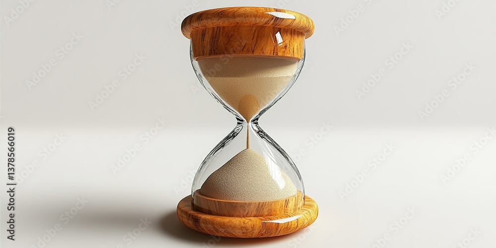 Poster sand timer resting on a clean surface symbolizing the passage of time and the importance of patience