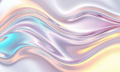 Obraz premium mesmerizing holographic wave background featuring soft pastel colors and smooth flowing patterns that evoke sense of tranquility and modernity