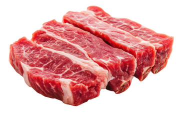 Obraz premium Raw beef short ribs - fresh marbled meat cuts for cooking and grilling, cut out