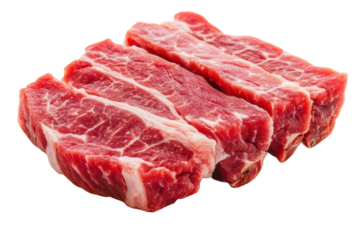 Raw beef short ribs - fresh marbled meat cuts for cooking and grilling, cut out