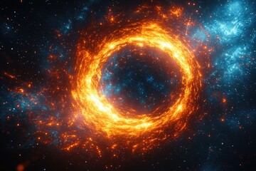Obraz premium A beautiful fiery cosmic ring is seen within the vast cosmos