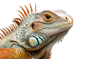 Obraz premium Colorful iguana profile with vibrant scales and spikes, cut out