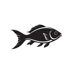Fototapeta premium Aquatic fish vector illustration, a marine silhouette