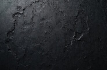Naklejka premium Black grungy wall plaster texture background. Dark rough surface. Aged weathered concrete. Grimy wall pattern, old structure. Black stone, modern design, art, urban feel.