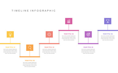 Business road map timeline infographic concept. with icons and 6 options, Corporate milestones graphic elements. workflow layout, diagram, report, web design. Creative, vector