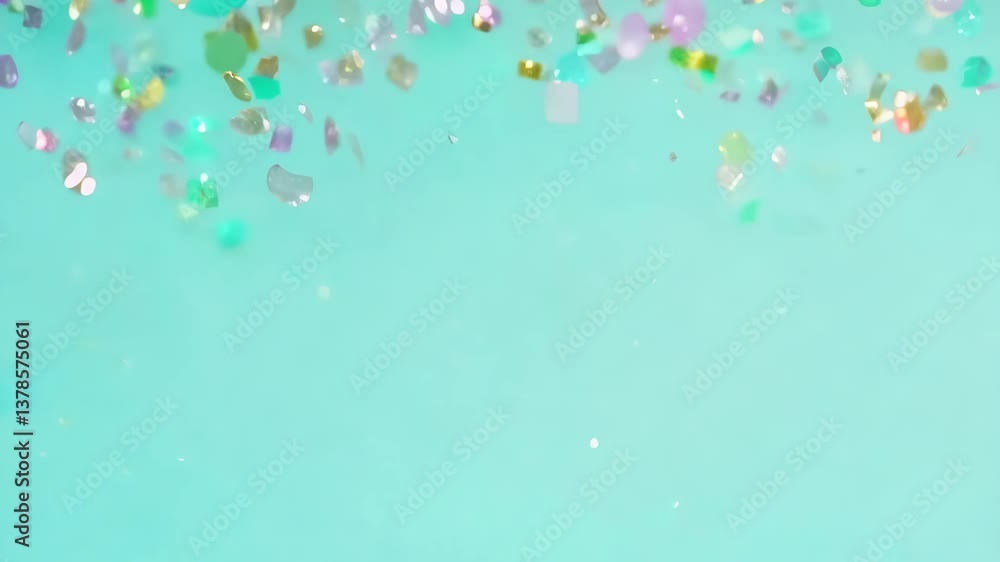 Aufkleber a blue background with a lot of colorful confetti. the confetti is in different shapes and sizes