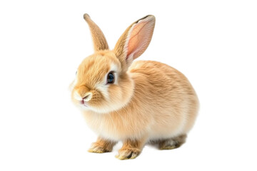 Obraz premium Adorable fluffy rabbit with upright ears looking sideways, cut out