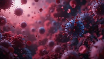 Glowing Red Blood Cells and virus illustration