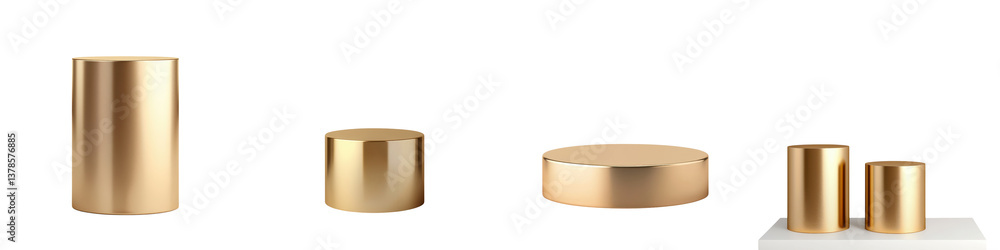 Aufkleber sleek and sophisticated gold toned geometric forms meticulously arranged on a minimalist display pla