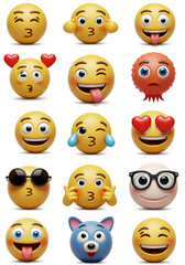 Fototapeta premium set of funny cartoon smileys