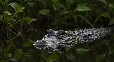 Obraz premium Alligator in Swamp Water