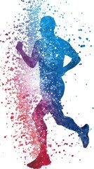 Naklejka premium a runner made up of particles on a white background, with no shadows or gradients