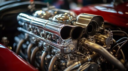 Fototapeta premium A close-up shot of a championship-winning race custom-built engine,