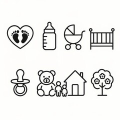 Fototapeta premium Adorable Baby Icons: A Collection of Cute Illustrations for New Parents
