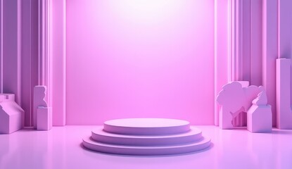 luxury showroom podium with soft reflections