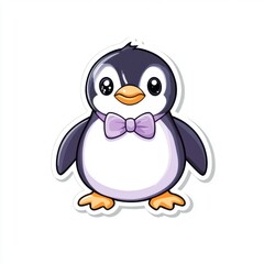 Cute Cartoon Penguin Character with Bow Tie Design for Illustration