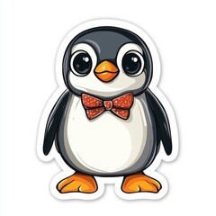 Cute Penguin Character with Bow Tie and Charming Expression