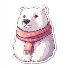 Cute Polar Bear Character Wearing a Pink Scarf Graphic Design