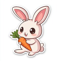 Cute Cartoon Bunny Holding Carrot in Adorable Style for Kids