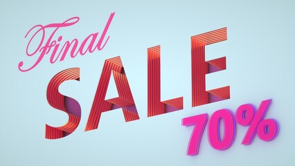 70% sale on blue background