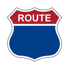 Route blank. Sign with route number. Designations of routes or tourist destinations. Road number. US route sign.